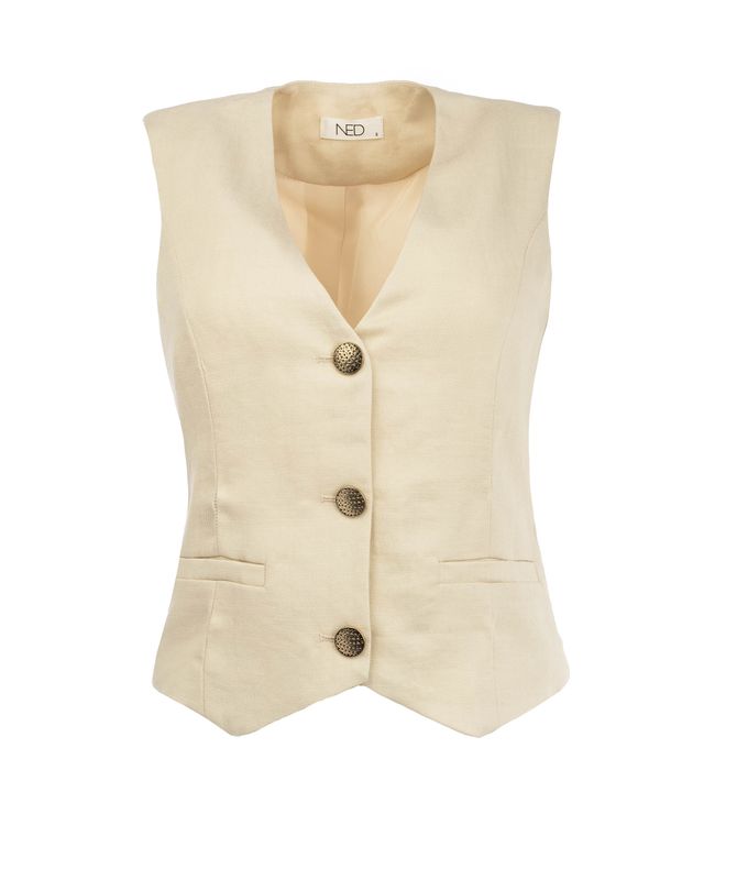NED Gilet Linenlook / 26S-U436-03 Seasonable Beige Day