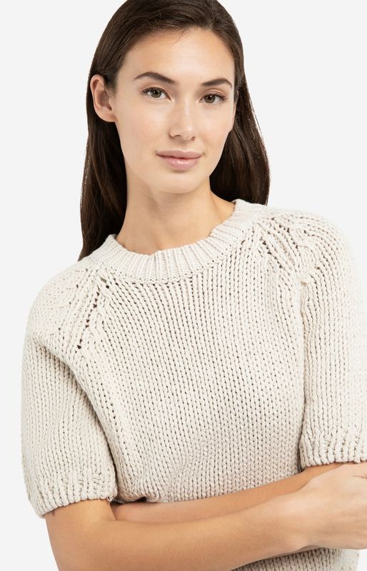 YAYA Sweater Cottonknit Short Sleeves/ 01-000551-602 KIT BEIGE