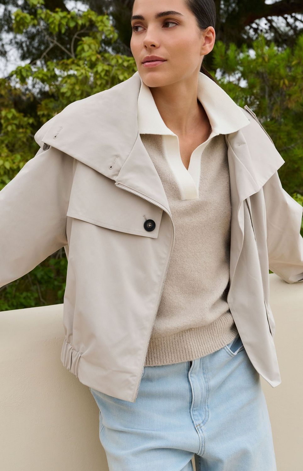 YAYA Jacket Bomber Trenchcoat Detail / 02-001070-602 SLATE GREY