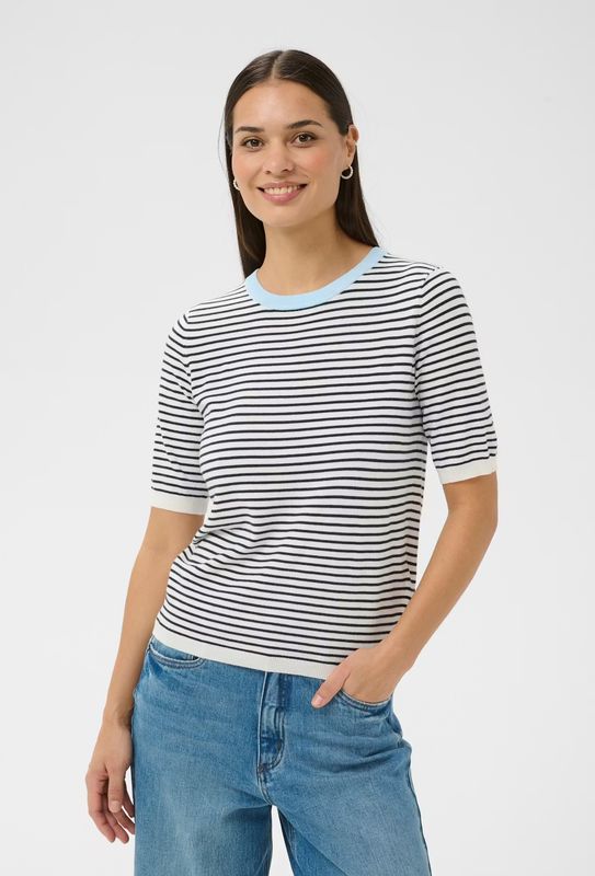 Kaffe Top Striped Knitted / 10511826 Chalk / Midnight Fine Stripe