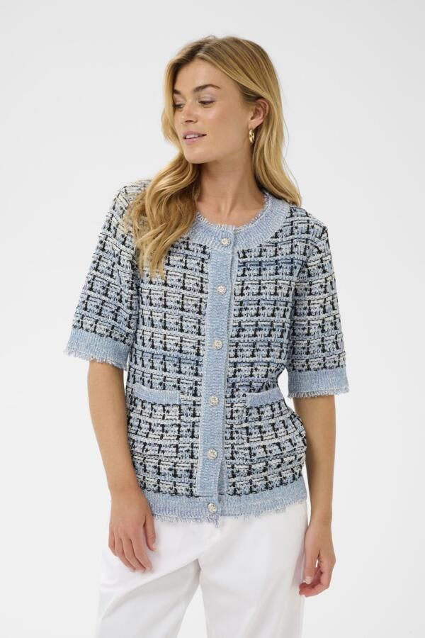 Cream Cardigan Short Sleeve Cottonmix / 10614828 Blue Mix