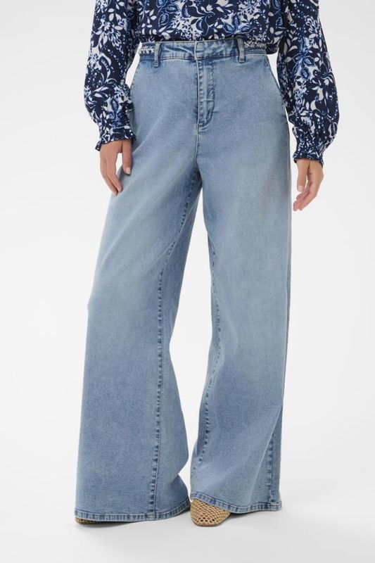 Cream Jeans Ultra Wide Leg Chino details Pearl details /10615068 Duncan Medium Blue Denim