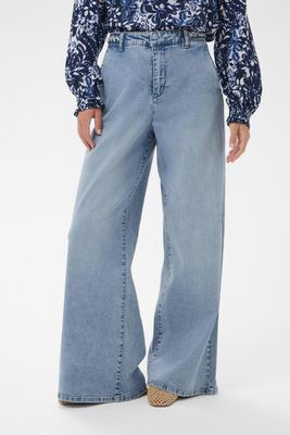 Cream Jeans Ultra Wide Leg Chino details Pearl details /10615068 Duncan Medium Blue Denim