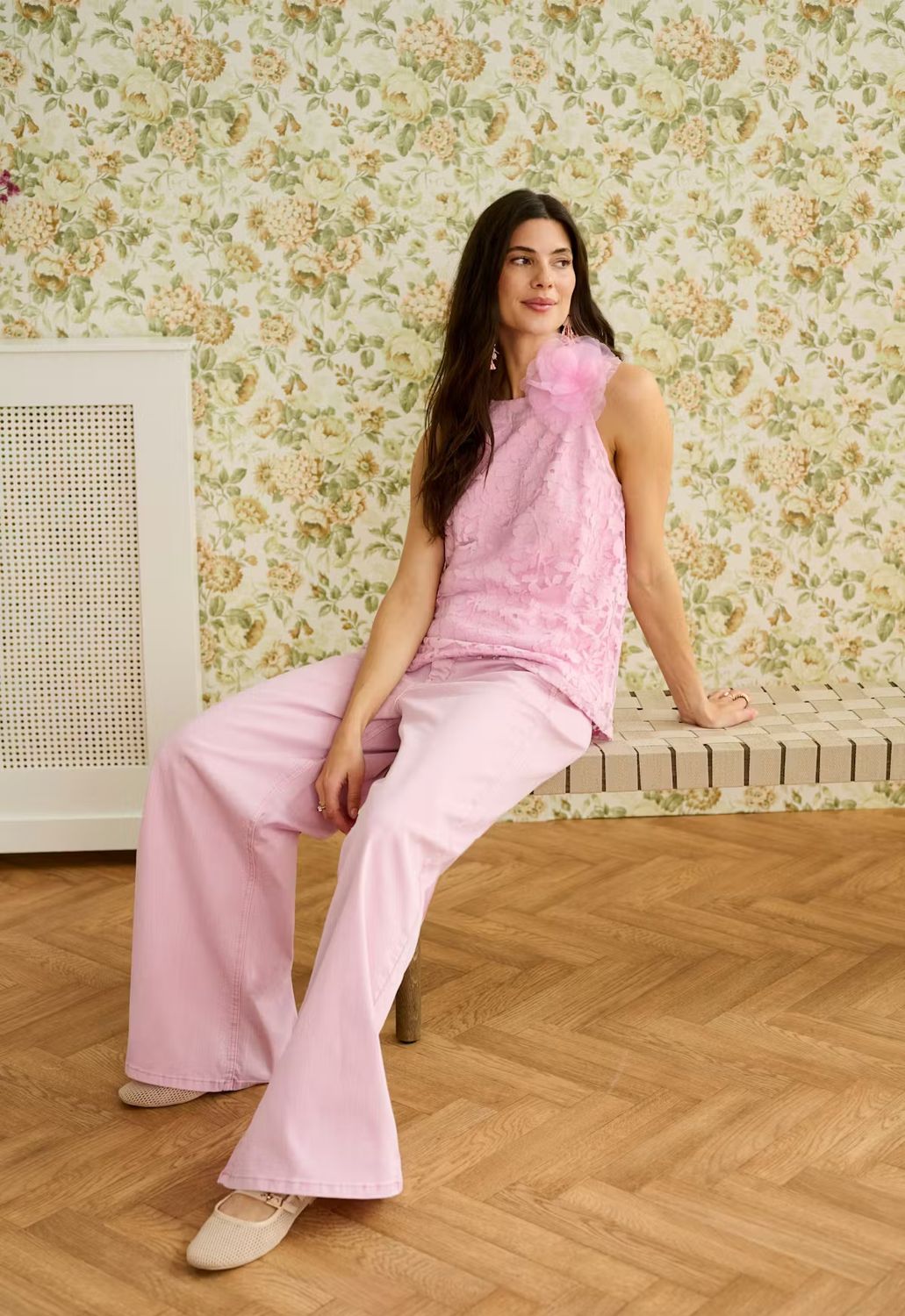 Cream Jeans Ultra Wide Leg Chino Detail / 10613683 Pink Nectar