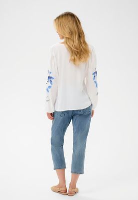 Cream Blouse V-neck Birds / 10614853 Snow White