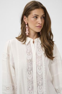 Cream Blouse Viscose Embroidered Details / 10614929 Snow White