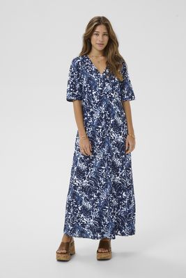 Cream Dress Maxi / 10614884 Navy Blue Toile