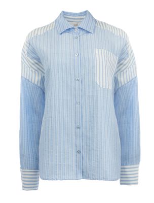 Icnk Amsterdam Blouse Cotton Stripe Blocking / ICNK26S-P551-01 Jeans Blue