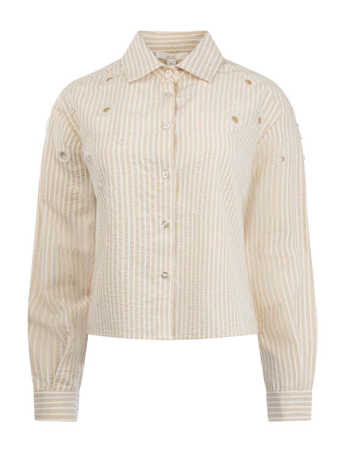 ICNK Amsterdam Blouse  Seersucker Pearls /  ICNK26S-P565-01 Beige