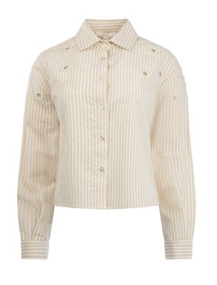 ICNK Amsterdam Blouse  Seersucker Pearls /  ICNK26S-P565-01 Beige