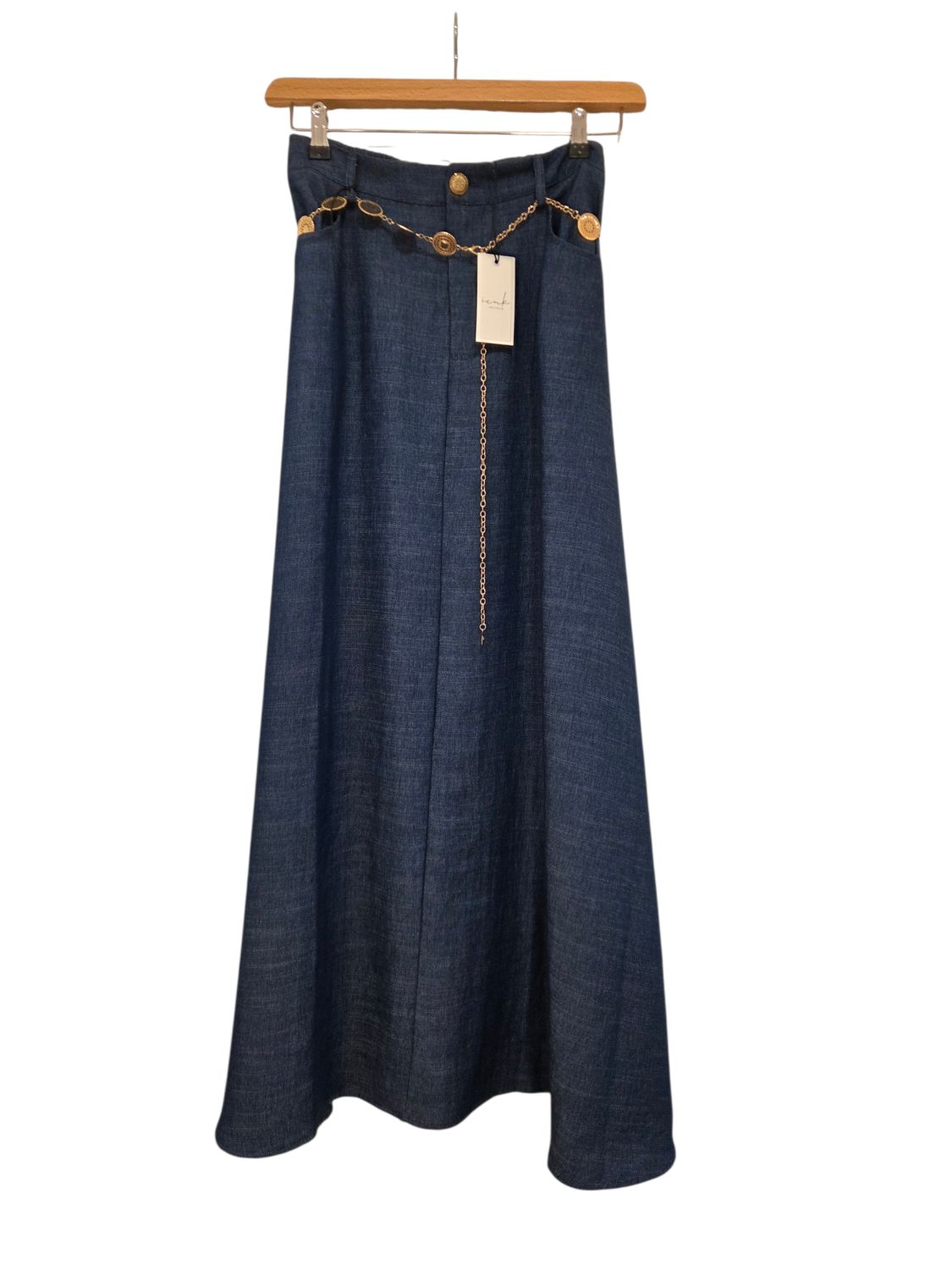 Icnk Amsterdam Skirt Maxi gold detail / ICNK26S-P548-04 Dark Denim
