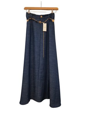 Icnk Amsterdam Skirt Maxi gold detail / ICNK26S-P548-04 Dark Denim