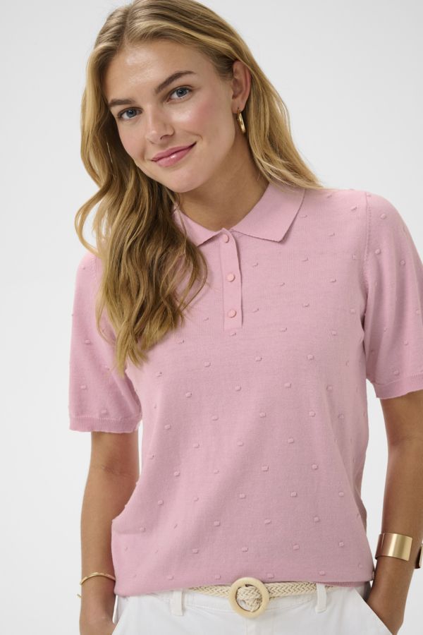 Cream Top Polo Knit geen afb / 10614974 Pink Nectar
