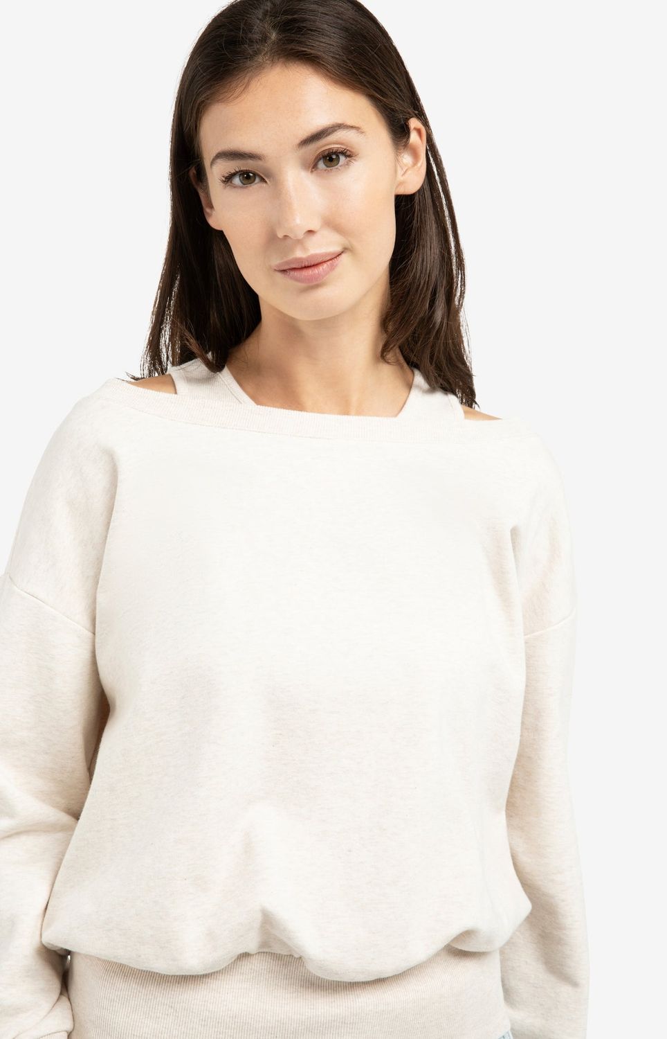 YAYA Sweater Cutout / 01-109116-603 ECRU MELANGE