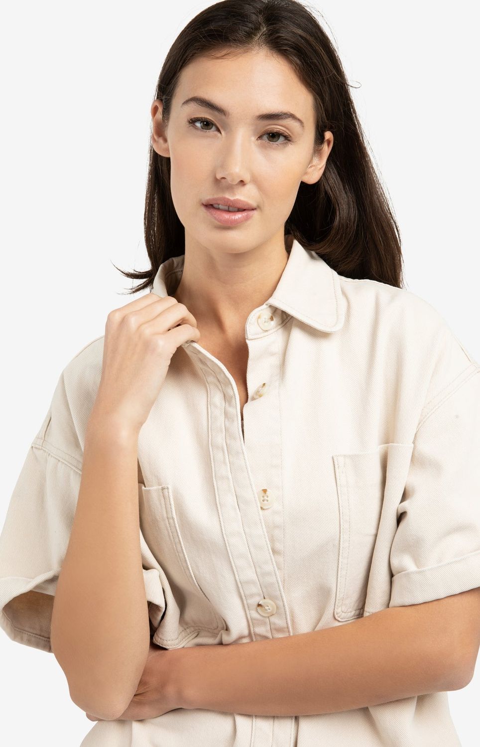 YAYA Jacket Short Sleeve/ 01-511050-603 DESERT BEIGE DENIM