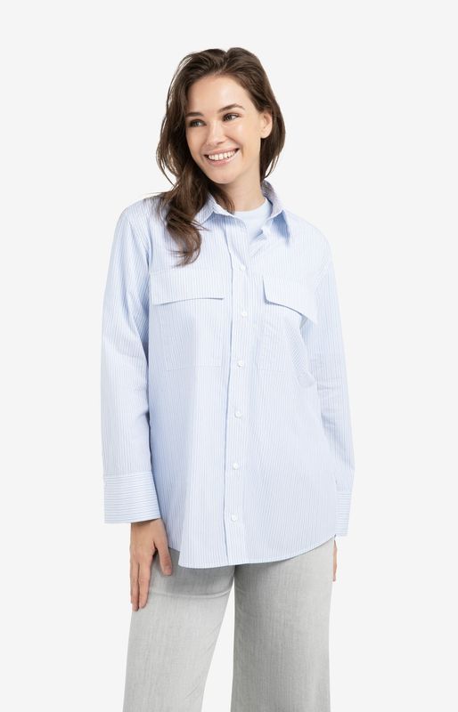 YAYA Blouse Stripe Boyfriend/ 01-201205-603 ICE BLUE DESSIN
