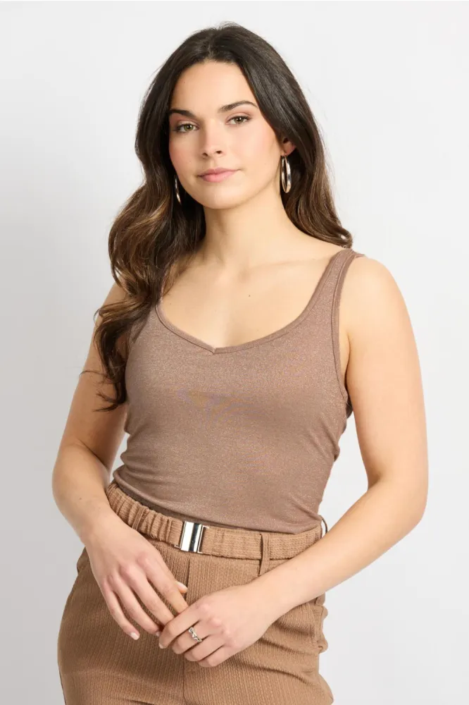 C&amp;S The Label Top Tindy Sparkle/ 26ZQH06 Latte