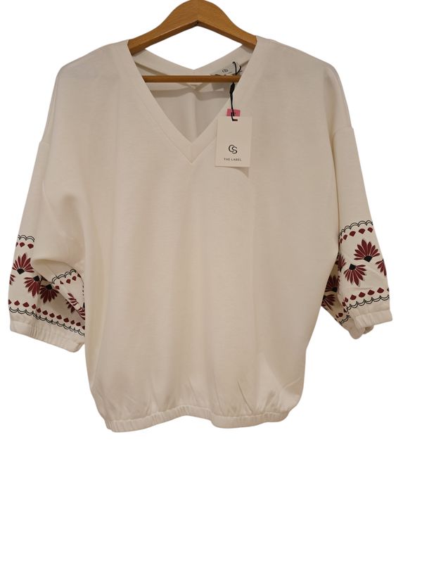 C&amp;S The Label Sweater Short Sleeve / 26ZZC10 Offwhite