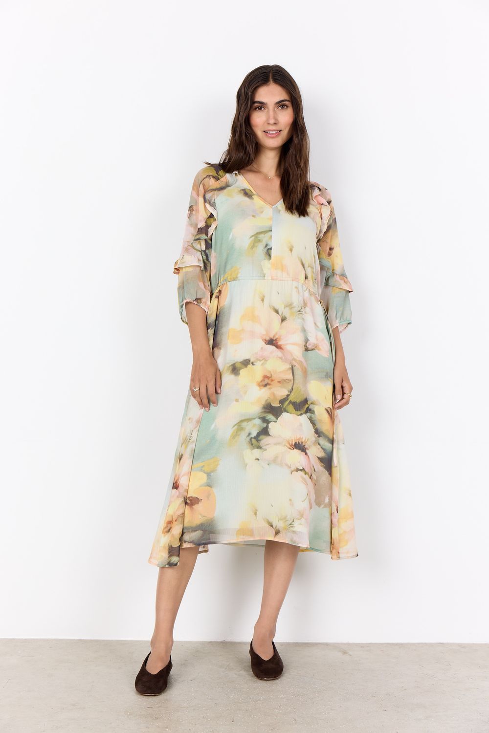 Soya Concept Dress Midi Flowers / 41669 7100C BOK CHOY COMBI