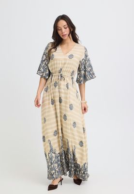 B.Young Dress Maxi Viscose  /  20819256 BLUE/OFF WHITE ETHNICAL