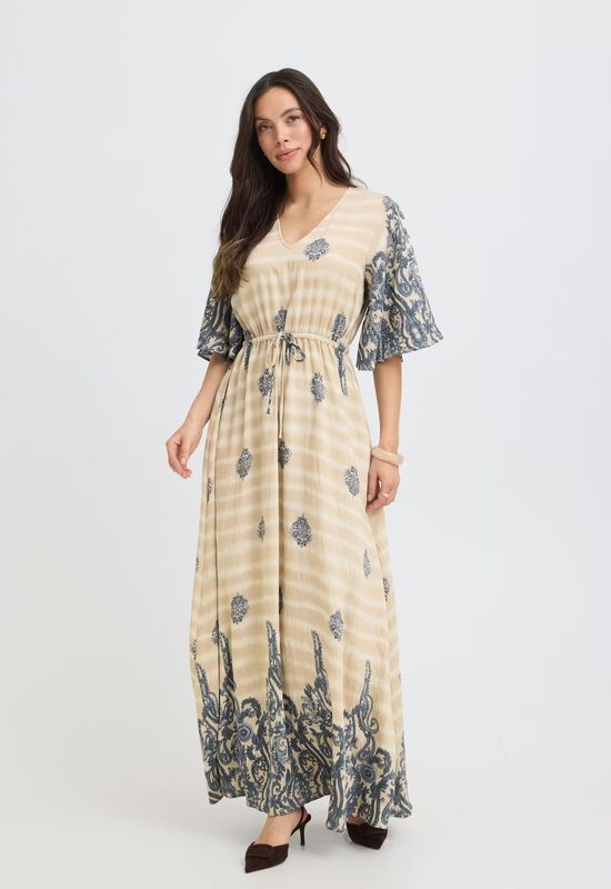 B.Young Dress Maxi Viscose  /  20819256 BLUE/OFF WHITE ETHNICAL