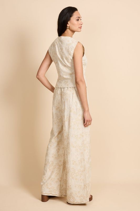 G-Maxx Pants Junia Wide Leg Embroidered / 26ZTG08 Sand