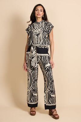 G-Maxx Pants Wide Leg Isebel / 26ZZG20 Black/Sand
