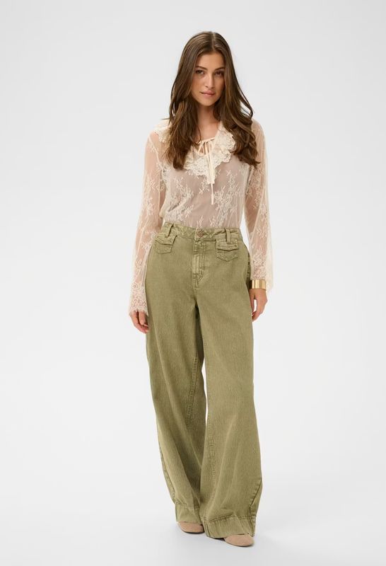 Cream Pants Denim Wide Leg  / 10614836 Gothic Olive