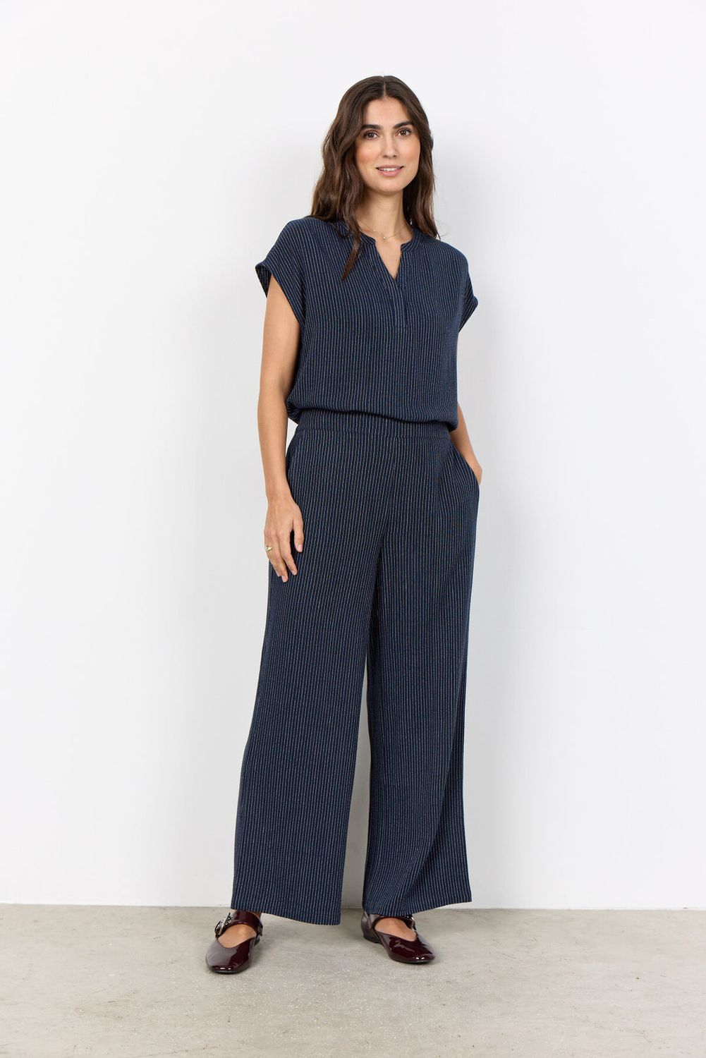Soya Concept Pants WideLeg Pinstripe/ 41586 6910C NAVY COMBI