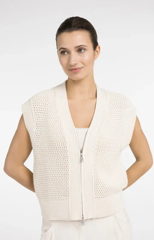 YAYA Cardigan Zipper Cotton / 01-010154-604 CREME BEIGE
