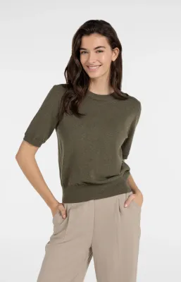 YAYA Top Knitted / 01-000595-604 ARMY GREEN MELANGE
