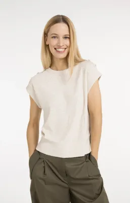 YAYA Top Buttondetail / 01-000584-604 CREME BEIGE MELANGE
