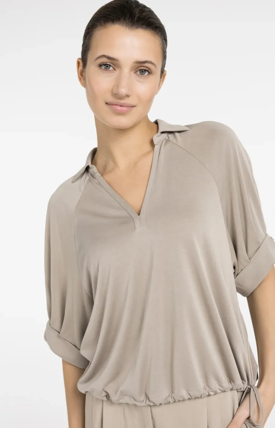 YAYA Top Details / 01-709381-604 CROCKERY BROWN