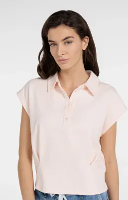 YAYA Blouse Jersey Polo / 01-209213-604 CREME DE PECHE ORANGE