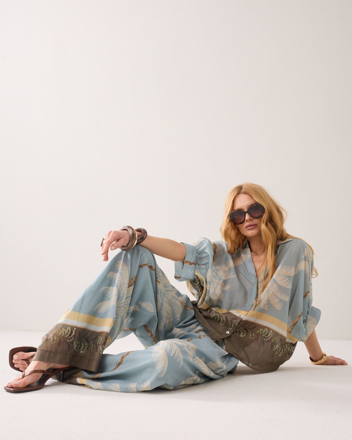 Summum Woman Pants Palmtree Cotton / 4s2993-12451 431 Glacier Blue