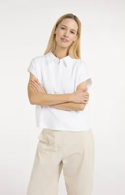 YAYA Blouse Jersey Polo / 01-209213-604 PURE WHITE