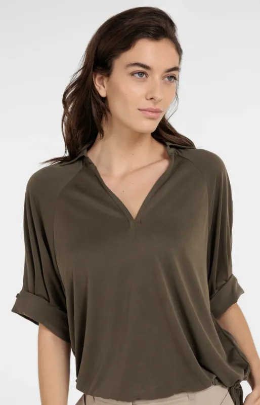 YAYA Top Details / 01-709381-604 ARMY GREEN