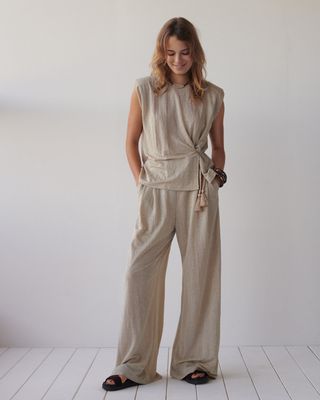 Summum Woman Pants Wide Leg  / 4s2972-30761 702 Pebble beige