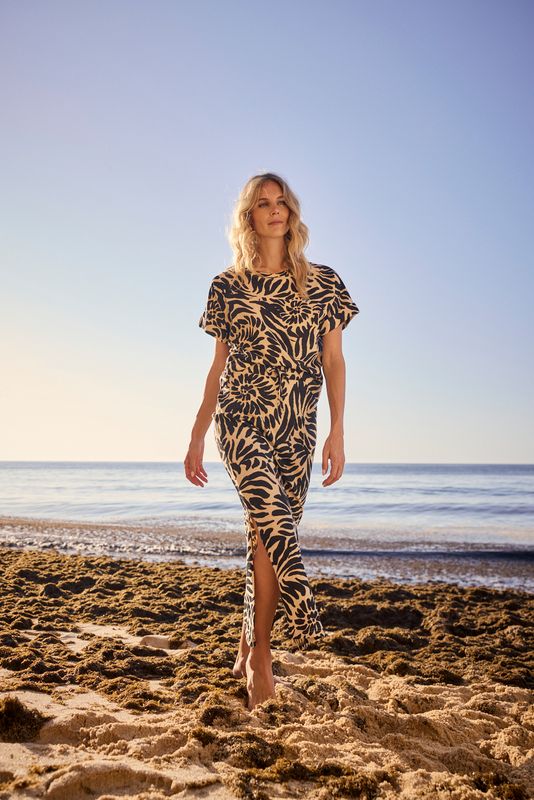 Tramontana Skirt Maxi / E01-20-201 Print Black &amp; Pebble