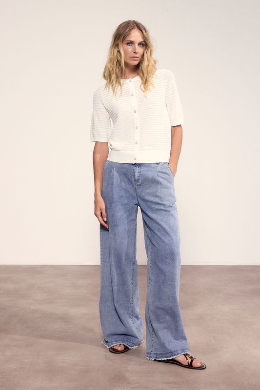 Tramontana Pants Wide Leg Stretch Cotton / C15-20-101 Light Blue Denim
