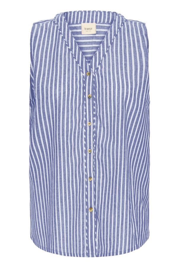 Fransa Shirt Stripe Cotton / 20616306 Navy Art