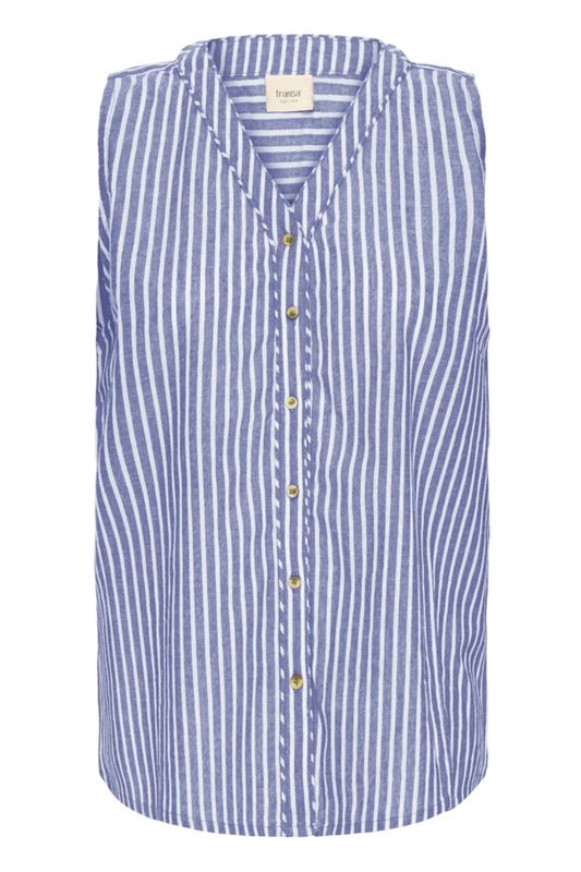 Fransa Shirt Stripe Cotton / 20616306 Navy Art Fransa Shirt Stripe Cotton / 20616306 Navy Art