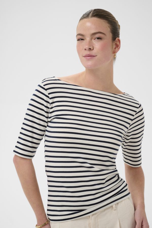 Kaffe Top Boatneck /10511832 Chalk/midnight Marine