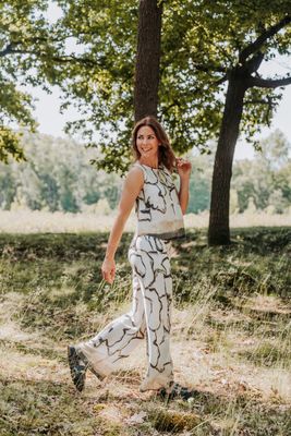 NED Pants Wide Leg Unique Design Silky/ 26S3-SN028-03 Ecru