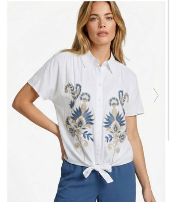 C&amp;S Blouse Liselott Knotdetail / 26ZFBC01 Offwhite