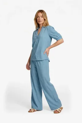 C&amp;S Pants Pavla Strass / 26ZFOC04 Light Blue