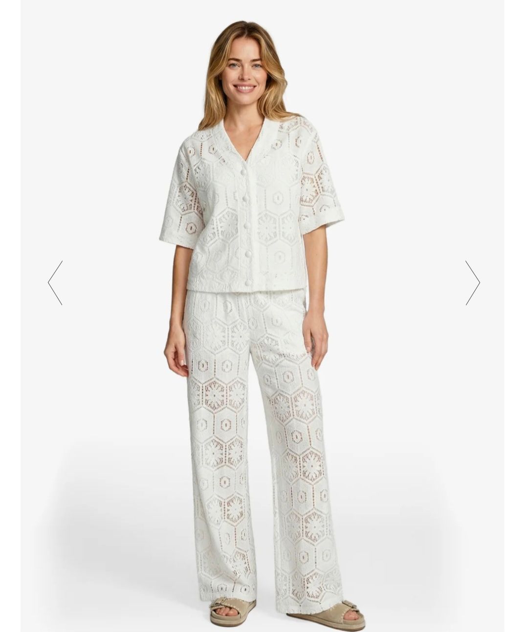 C&amp;S Pants Wide Leg Knitted Perina/ 26ZFXJ17 Ecru