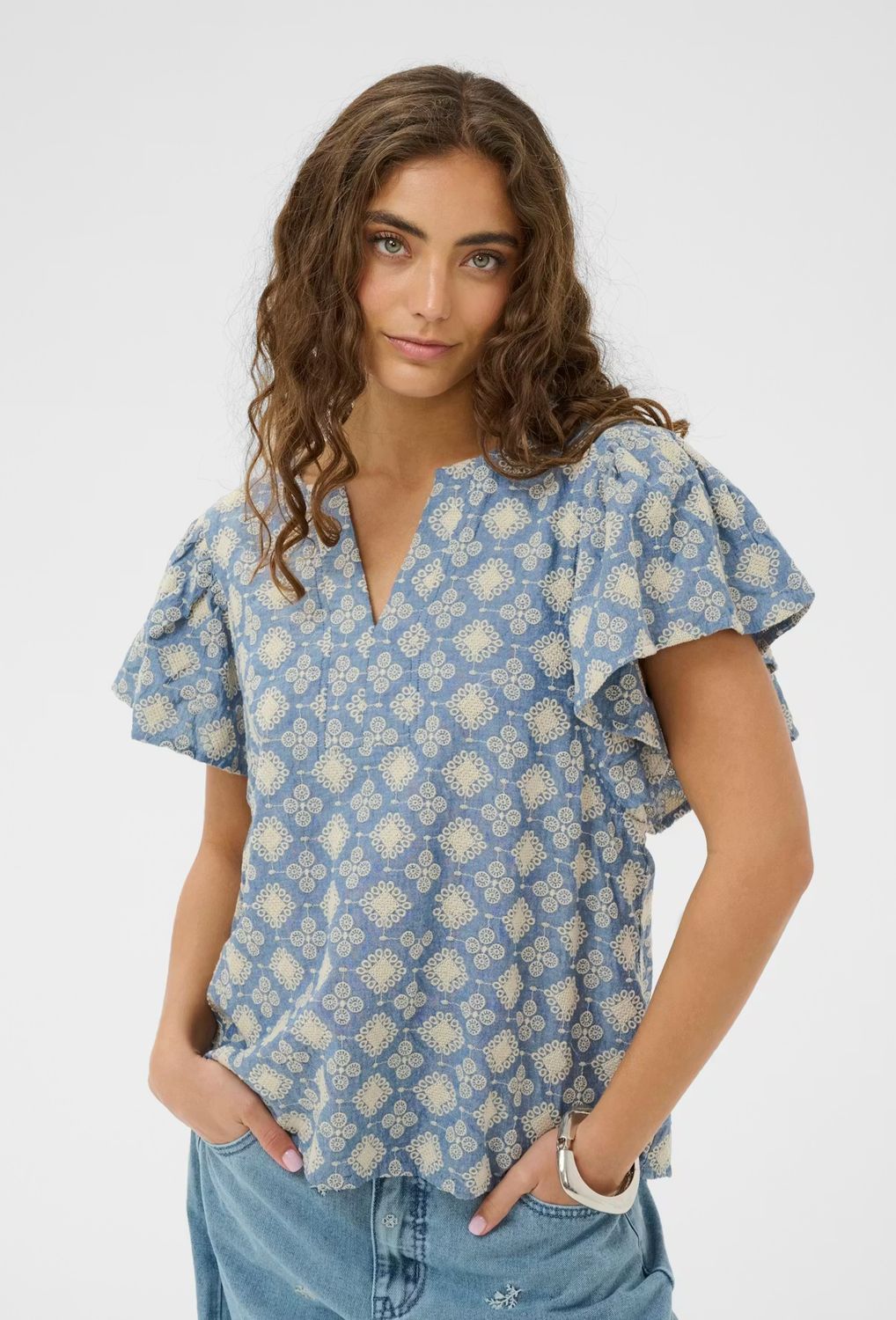 Culture DK Blouse/ 50113037 Blue/White