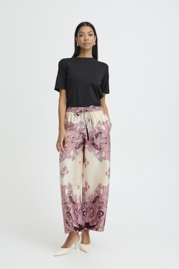 B.Young Pants Wide Leg satinlook Paisley / 20819428 BIRCH PAISLEY