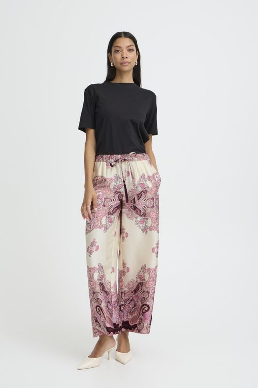 B.Young Pants Wide Leg satinlook Paisley / 20819428 BIRCH PAISLEY